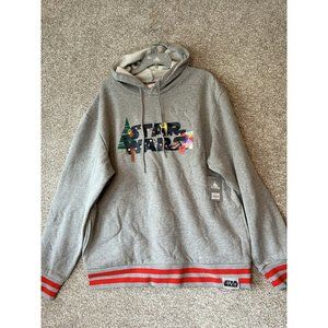 Disney Star Wars Holiday Gray Pullover Hoodie Adult Size Large